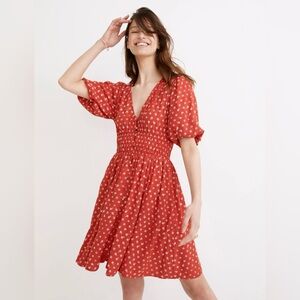 Madewell - Red Floral Mini Dress with Pockets Size Large